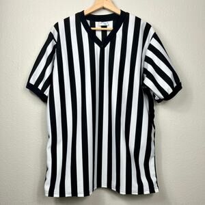 Majestic Referee Officials Jersey‎ Shirt XL Black White Striped Vintage Sports